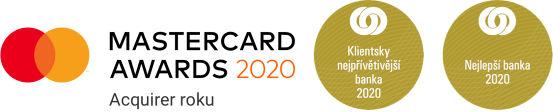 MasterCard Awards 2020 - Acquirer roku; Klientsky nejpřívětivější banka 2020; Nejlepší banka 2020